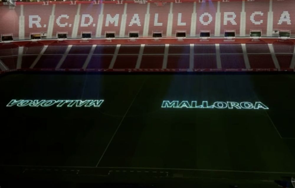 Laser graphics at RCD Mallorca vs Real Madrid match 