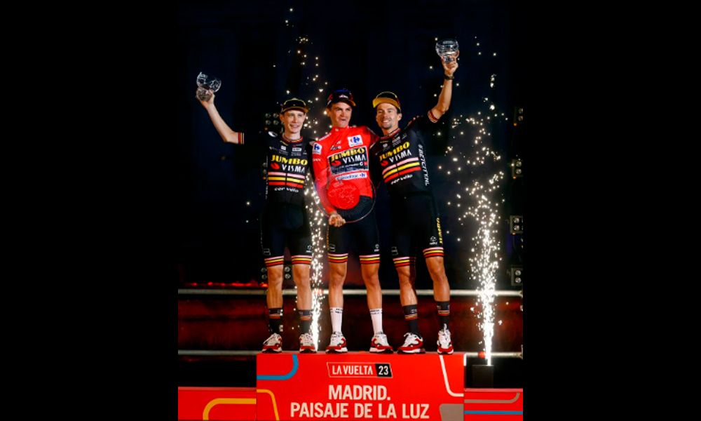 Sparks at the celebration of the vuelta a españa cycling tour