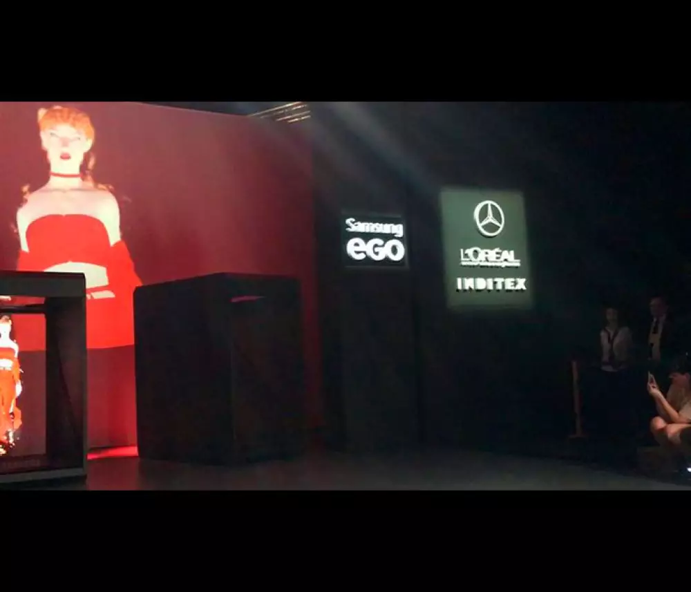 Holographic models parade at the mercedes benz fashion week